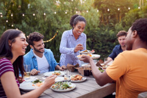 a group of friends have a picnic, which can be a drinking trigger