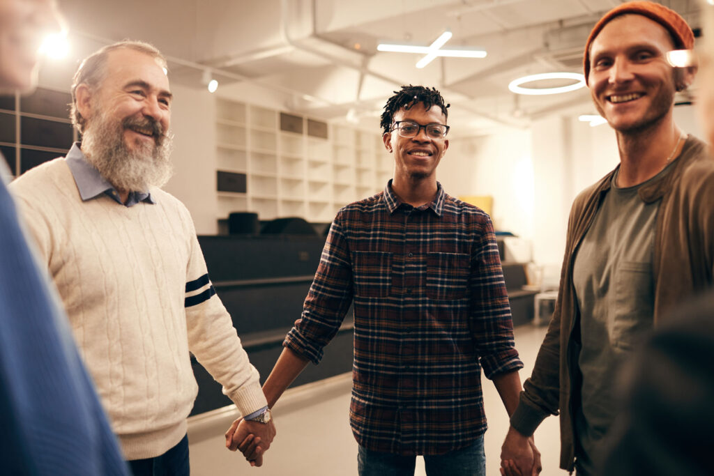 A group of people in recovery group activities