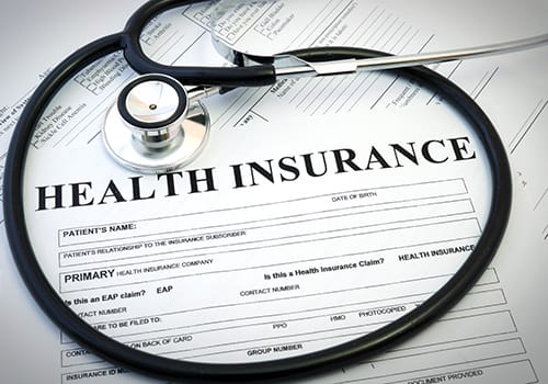 a health insurance form with a stethoscope on it
